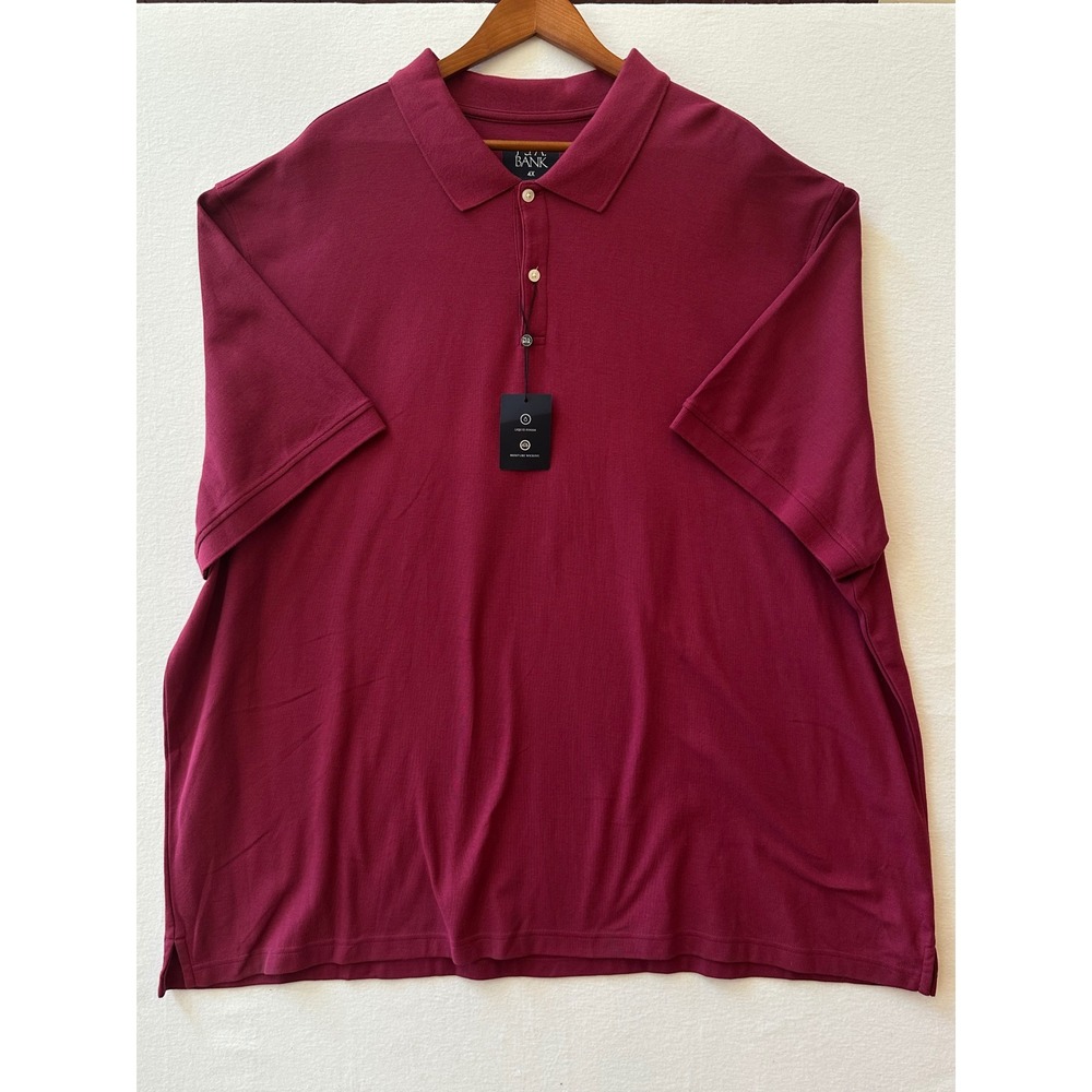 Jos. A. Bank Mens 4X Burgundy Pique Polo Shirt Traditional Fit Moisture Wicking